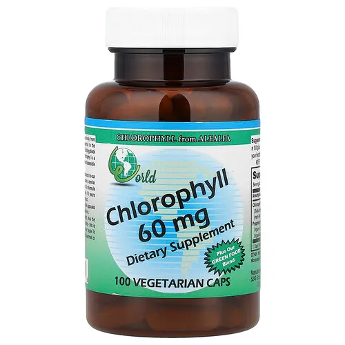World Organic, Clorofila, 60 mg, 100 cápsulas vegetales