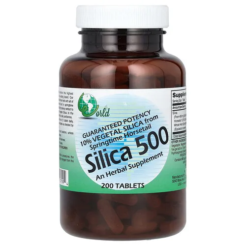 World Organic, Sílice 500, 200 comprimidos (50 mg por comprimido)