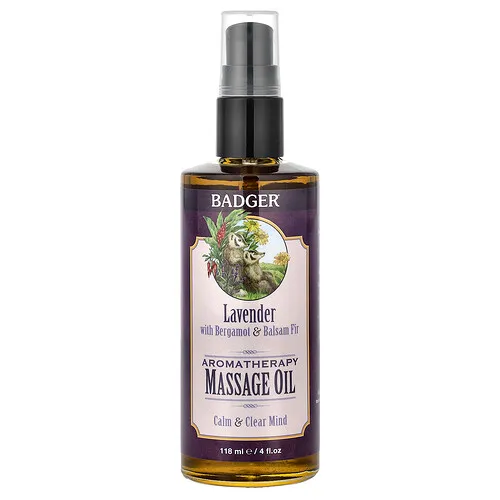 Badger, Aceite para Masajes de Aromaterapia, Lavanda con Bergamota y Bálsamo de Abeto, 4 fl oz (118 ml)