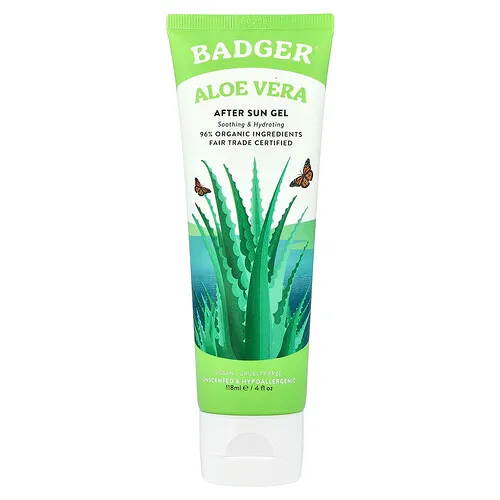 Badger, Aloe vera, Gel para después del sol, Sin fragancia, 118 ml (4 oz. Líq.)