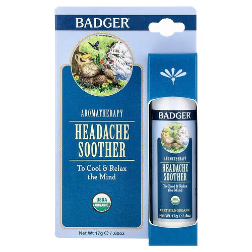Badger, Aromaterapia, Calmante para el dolor de cabeza, Menta y lavanda, 17 g (0,60 oz)