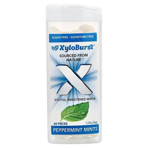 Xyloburst, Mentas endulzadas con xilitol, Menta, 60 piezas, 36 g (1,27 oz)