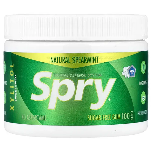 Xlear, Spry®, Chicles sin azúcar, Hierbabuena natural, 100 piezas