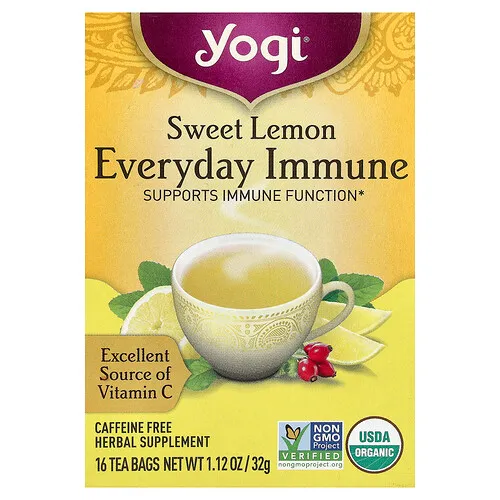 Yogi Tea, Everyday Immune, Limón dulce, Sin cafeína, 16 bolsitas de té, 32 g (1,12 oz) cada una