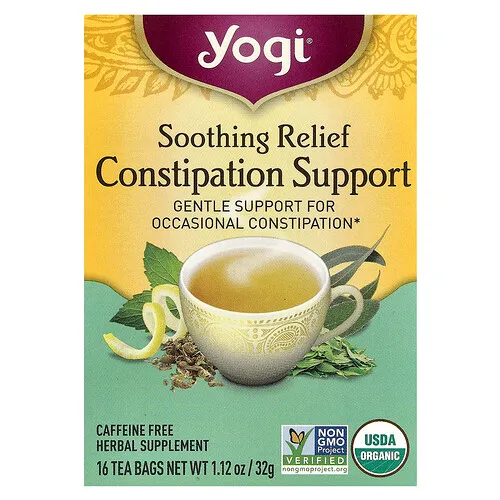 Yogi Tea, Refuerzo calmante para aliviar el estreñimiento, Sin cafeína, 16 bolsitas de té, 32 g (1,12 oz)