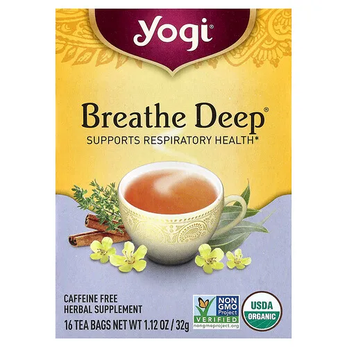 Yogi Tea, Breathe Deep®, Sin cafeína, 16 bolsitas de té, 32 g (1,12 oz)