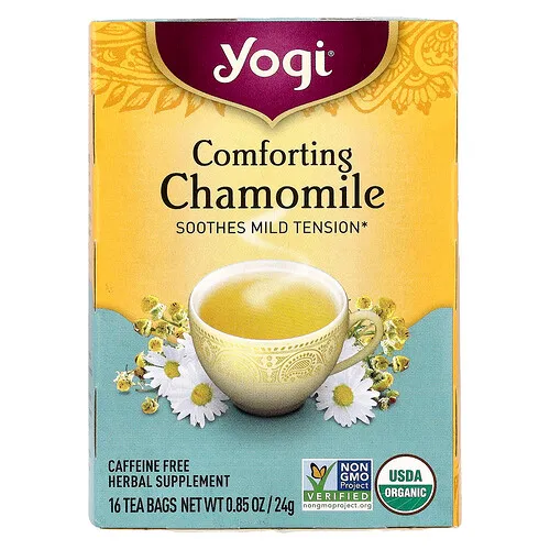 Yogi Tea, Manzanilla reconfortante, Sin cafeína, 16 bolsitas de té, 24 g (0,85 oz)
