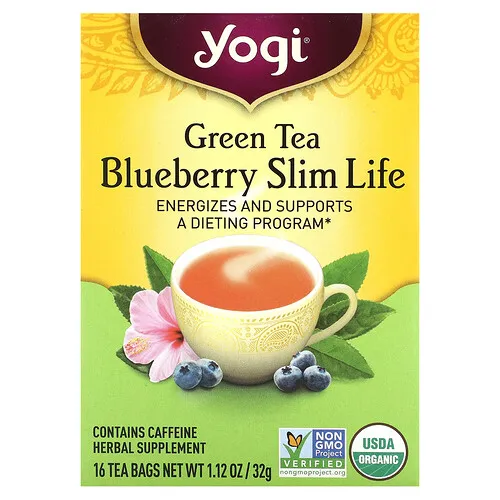Yogi Tea, Slim Life, Té verde con sabor a arándano azul, 16 bolsitas de té, 32 g (1,12 oz)