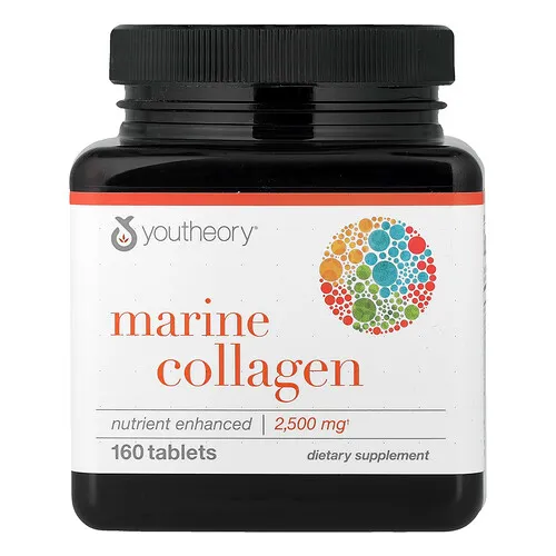 Youtheory, Colágeno marino, 160 comprimidos