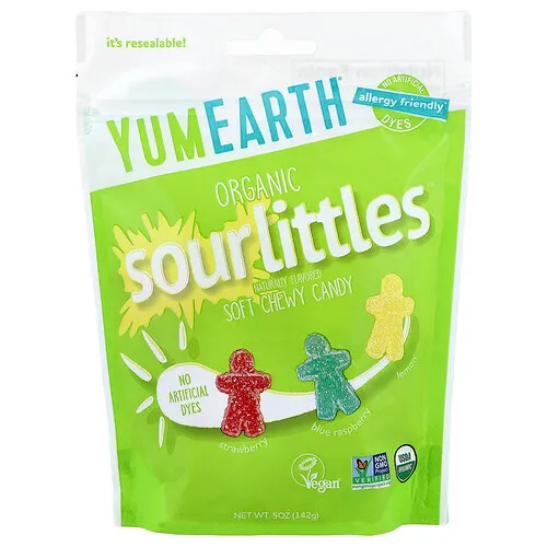 YumEarth, SourLittles™, Caramelo blando masticable orgánico, SourLittles™, Fresa, frambuesa azul y limón, 142 g (5 oz)