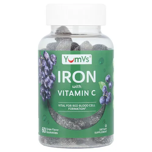 YumVs, Gomitas con hierro y vitamina C, Uva, 60 gomitas