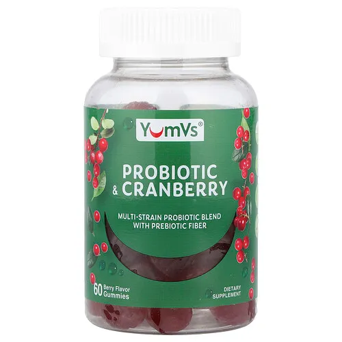YumVs, Gomitas probióticas de arándano rojo, Baya, 60 gomitas