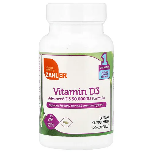 Zahler, Vitamina D3, 50.000 UI, 120 cápsulas