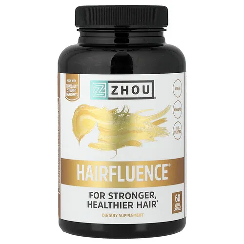 Zhou Nutrition, Hairfluence, fórmula premium para el crecimiento del cabello, 60 cápsulas vegetales