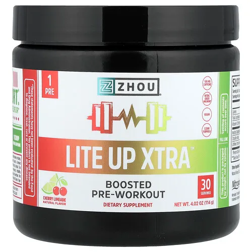 Zhou Nutrition, Lite Up Xtra™, Preentrenamiento potenciado, Limonada de cereza, 114 g (4,02 oz)