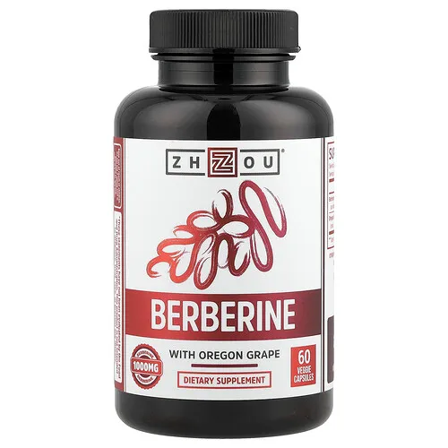 Zhou Nutrition, Berberina con uva de Oregón, 1000 mg, 60 cápsulas vegetales (500 mg por cápsula)
