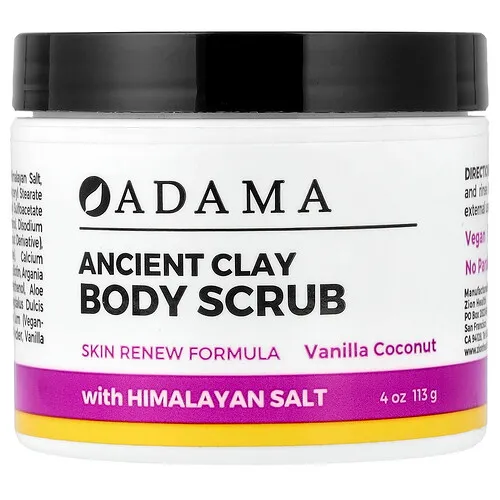 Zion Health, Adama, Exfoliante corporal con arcilla antigua, Vainilla y coco, 113 g (4 oz)