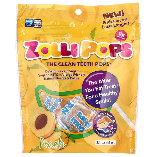 Zollipops, The Clean Teeth Pops®, Melocotón, 88 g (3,1 oz)