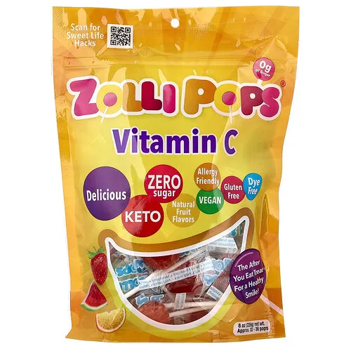 Zollipops, Vitamina C`` Aprox. 33-35 paletas, 226 g (8 oz)