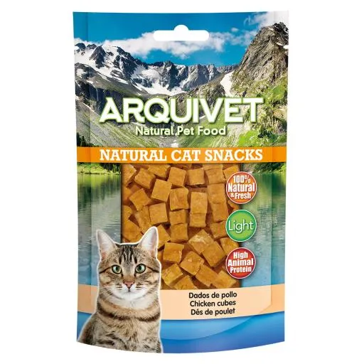Snack Natural para Gatos Dados de Pollo 50 GR