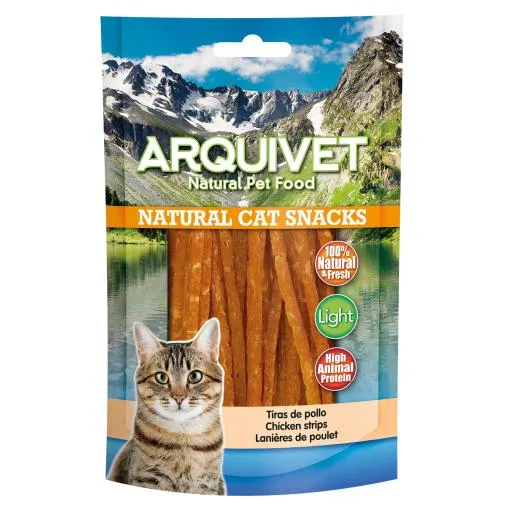 Snack Natural para Gatos Tiras de Pollo 50 GR