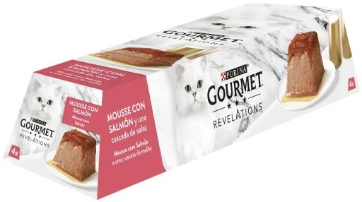 Comida Húmeda Mousse Revelations de Salmón para Gatos 4x57 gr
