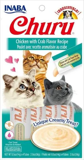 Snack Churu con Receta de Pollo con Sabor a Cangrejo para Gatos 4x14