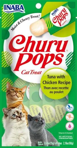 Snack Churu Pops Receta de Atún con Pollo para Gatos 4x15 gr
