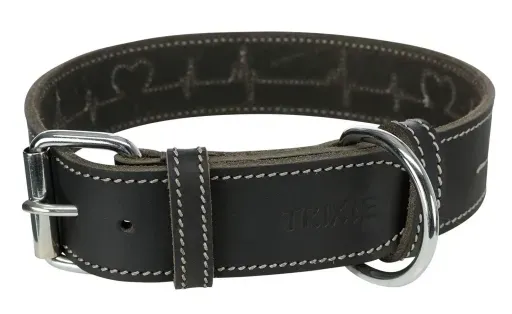 Collar de Cuero Engrasado Rustic 'Heartbeat' para Perros M