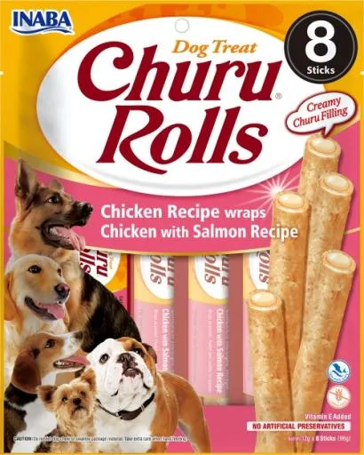 Snack Churu Rolls Receta de Pollo con Salmón para Perros 96 gr