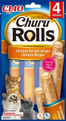 Snack Churu Rolls Receta de Pollo para Gatos 4x10 gr