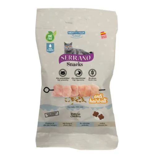 Serrano Snacks Antibolas de Pelo de Pollo para Gatos 50 GR