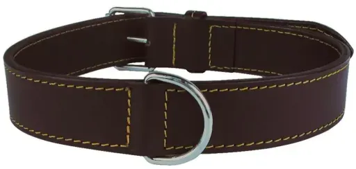 Collar Cuero Doble Marrón para Perros 40 cm