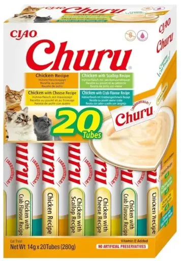 Snack Churu con Variedad de Recetas de Pollo para Gatos 20x14 gr