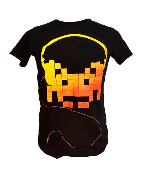 Camiseta Negra Auriculares Space Invaders Talla S