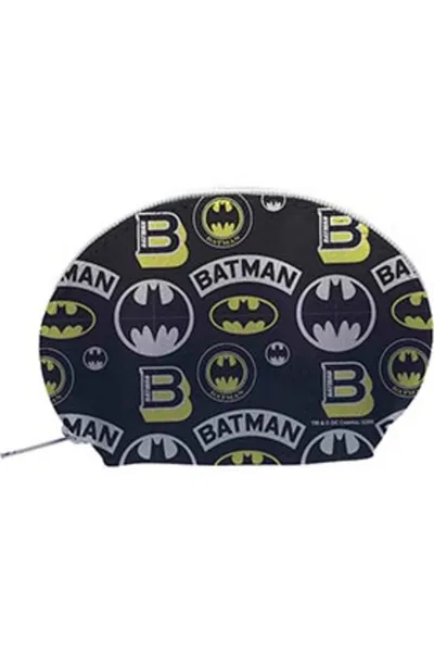 Estuche Ovalado Batman Pattern Negro Logo Universo Dc