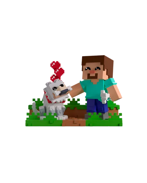 Figura Steve Taming Wolf Minecraft Youtooz
