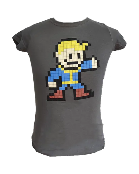 Camiseta Gris Mujer 8 Bit Fallout Talla XL