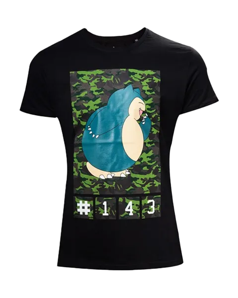 Camiseta negra Snorlax Pokémon Camo Talla M