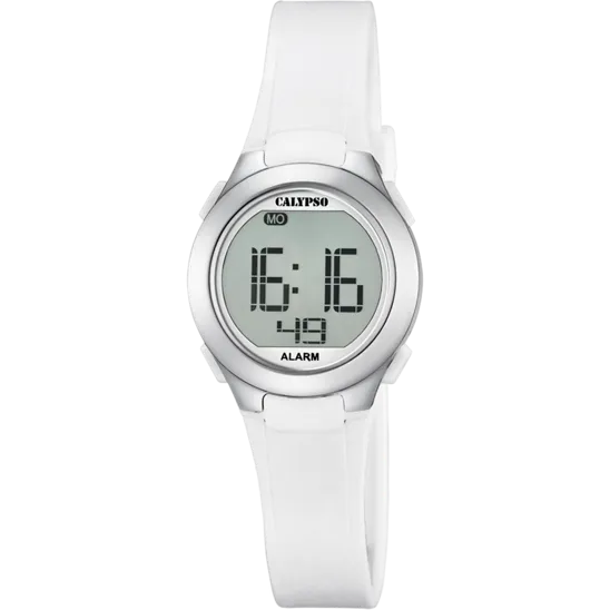 Reloj Calypso Digital Crush K5677/1 Blanco Correa De Caucho, Mujer
