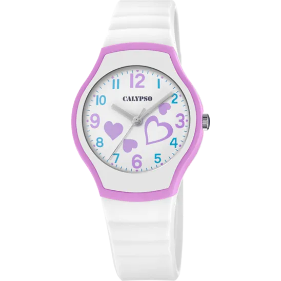 Reloj Calypso Junior Collection K5806/1 Blanco Correa De Caucho, Unisex