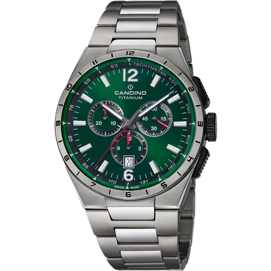Reloj Candino Swiss Made De Hombre Titanium Verde Con Correa De Titanio C4603/k