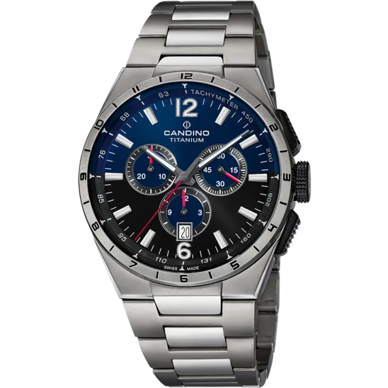 Reloj Candino Swiss Made De Hombre Titanium Azul Negro Con Correa De Titanio C4603/m