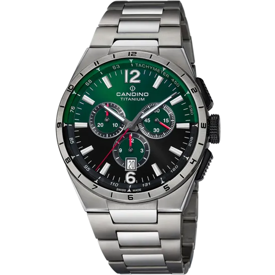 Reloj Candino Swiss Made De Hombre Titanium Verde Negro Con Correa De Titanio C4603/n