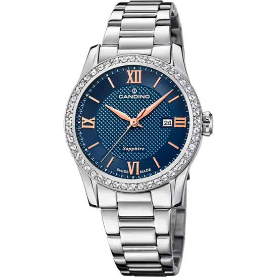 Reloj Suizo Candino Para Mujer, Colección Lady Elegance Color Azul C4740/2