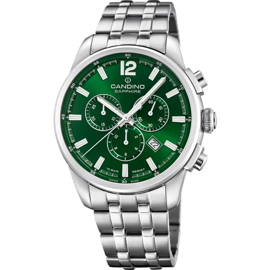 Reloj Candino Swiss Gents Sport C4744/3 Verde Brazalete De Acero Inoxidable, Hombre