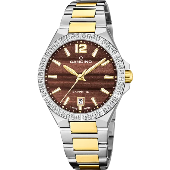 Reloj Candino Swiss Lady Casual C4761/d Marrón Brazalete De Acero Inoxidable, Mujer