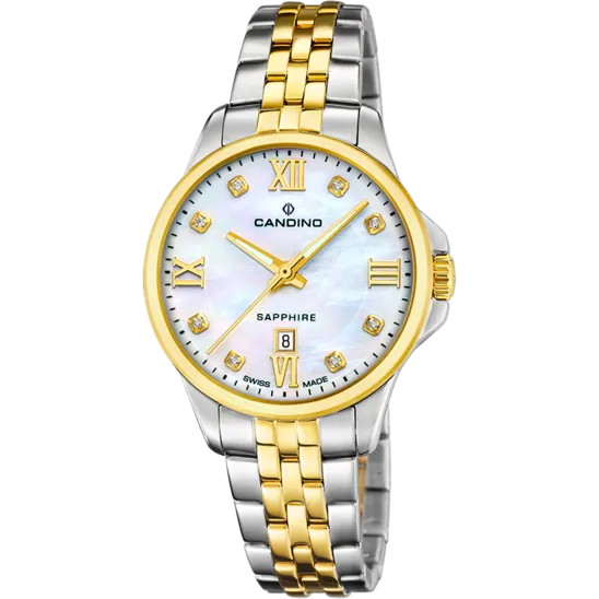 Reloj Suizo Candino Para Mujer, Colección Lady Elegance Color Blanco C4767/1