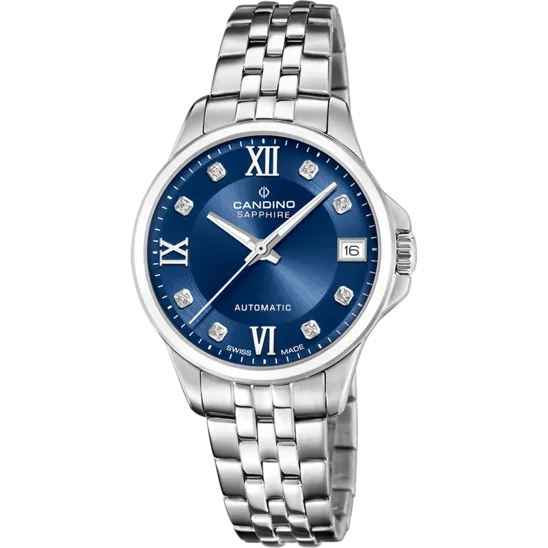 Reloj Suizo Candino Para Mujer, Colección Automatic Color Azul C4770/4
