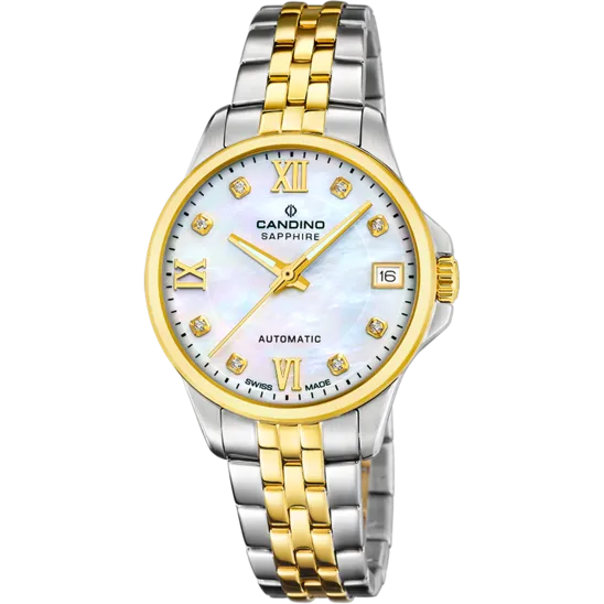 Reloj Suizo Candino Para Mujer, Colección Automatic Color Blanco C4771/1